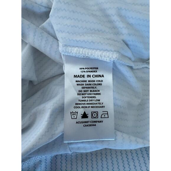 Footjoy FJ ProDry Golf Polo Shirt Mens XL White Blue Wave ZigZag Pattern Print - Picture 7 of 8